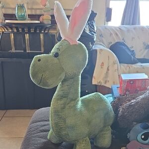 Green Dinosaur Stuffed Animal with Bunny Ears